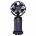 Ventilator Ultra Portabil cu Aromaterapie, Flippy, 3 in 1, de Mana, de Birou, de Gat, 5 Trepte de Viteza, Incarcare USB, Autonomie 12h, Pliabil, cu Ecran LCD, Albastru - imagine 10
