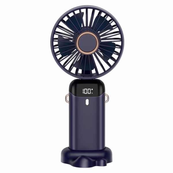 Ventilator Ultra Portabil cu Aromaterapie, Flippy, 3 in 1, de Mana, de Birou, de Gat, 5 Trepte de Viteza, Incarcare USB, Autonomie 12h, Pliabil, cu Ecran LCD, Albastru - imagine 10