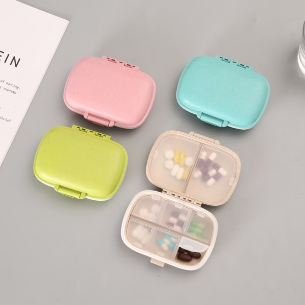 Organizator medicamente, Plastic, 8 compartimente, 0.1 L, Albastru, Flippy, 11 x 7 cm - imagine 2