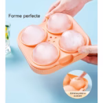Forma Sfere de Gheata pentru Wiskey si Cocktail-uri Flippy, 4 Sfere, Material Plastic/Silicon Alimentar, Diametru 6.5 cm, cu Orificiu Tip Palnie pentru Umplere, 17 x 17 x 7 cm, Portocaliu - imagine 5