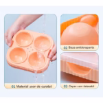 Forma Sfere de Gheata pentru Wiskey si Cocktail-uri Flippy, 4 Sfere, Material Plastic/Silicon Alimentar, Diametru 6.5 cm, cu Orificiu Tip Palnie pentru Umplere, 17 x 17 x 7 cm, Portocaliu - imagine 6
