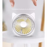 Mini ventilator pentru birou cu usb, Flippy, rotire 360 grade, 3 viteze, 13.5 x 12,8 cm, Alb - imagine 5