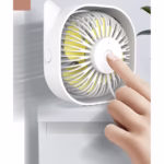 Mini ventilator pentru birou cu usb, Flippy, rotire 360 grade, 3 viteze, 13.5 x 12,8 cm, Alb - imagine 6