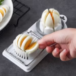 Feliator multifunctional Flippy pentru oua, mozzarela, fructe, 2 forme de feliere, agatatoare, 20 cm, Alb - imagine 2