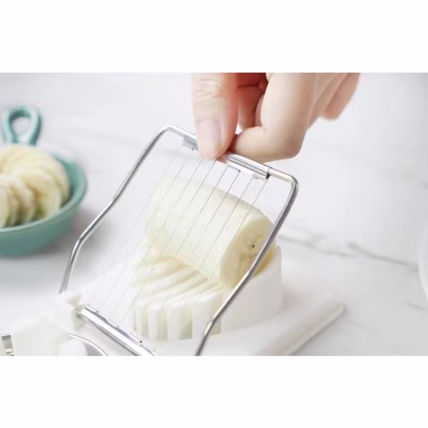 Feliator multifunctional Flippy pentru oua, mozzarela, fructe, 2 forme de feliere, agatatoare, 20 cm, Alb - imagine 7