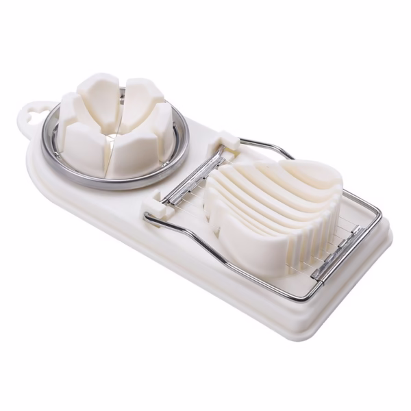 Feliator multifunctional Flippy pentru oua, mozzarela, fructe, 2 forme de feliere, agatatoare, 20 cm, Alb - imagine 1