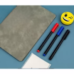 Set Agenda A5 Reutilizabila cu Pagini Tip Tabla, Agenda Pagini Albe cu Stergere Uscata, 3 Markere, 1 Burete și 1 Laveta de sters, Portabila, 24 x 16.5 cm, Coperta Piele, Maro - imagine 5