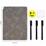 Set Agenda A5 Reutilizabila cu Pagini Tip Tabla, Agenda Pagini Albe cu Stergere Uscata, 3 Markere, 1 Burete și 1 Laveta de sters, Portabila, 24 x 16.5 cm, Coperta Piele, Maro - imagine 6