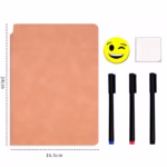 Set Agenda A5 Reutilizabila cu Pagini Tip Tabla, Agenda Pagini Albe cu Stergere Uscata, 3 Markere, 1 Burete și 1 Laveta de sters, Portabila, 24 x 16.5 cm, Coperta Piele, Roz Pal - imagine 2