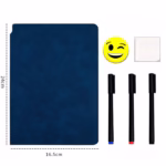 Set Agenda A5 Reutilizabila cu Pagini Tip Tabla, Agenda Pagini Albe cu Stergere Uscata, 3 Markere, 1 Burete și 1 Laveta de sters, Portabila, 24 x 16.5 cm, Coperta Piele, Albastru - imagine 5