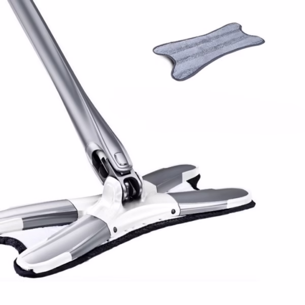 Mop Plat, Flippy, cu Sistem de Stoarcere, 4 Lavete Incluse, Lungime Telescopica 140 cm, Argintiu - imagine 1