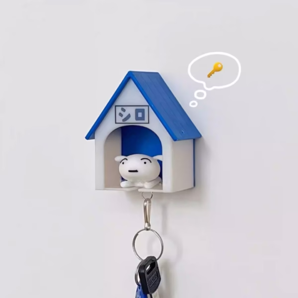 Suport de Chei, Flippy, Model Casuta si Breloc Caine Alb, 7x6x4cm - imagine 5