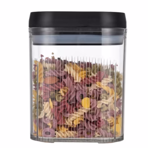 Cutie de Depozitare Alimente, Flippy, tip Container, 1.3L, Recipiente pentru Cereale in Bucatarie,  Transparente cu Capac Negru