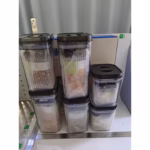 Cutii de Depozitare Alimente, Flippy, Set din 12 Cutii de tip Container, Recipiente pentru Cereale in Bucatarie,  Transparente cu Capac Negru - imagine 2