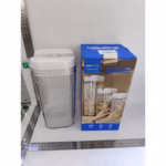 Cutie de Depozitare Alimente, Flippy, Cutie de Tip Container, 2.5L, 12.5x12.5x26 cm, Recipiente pentru Cereale in Bucatarie, Transparente cu Capac Alb - imagine 2