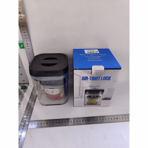 Cutii de Depozitare Alimente, Flippy, Set din 2 Cutii de Tip Container de 0.5 si 1.3 l, Recipiente pentru Cereale in Bucatarie, Transparente cu Capac Negru - imagine 2