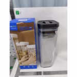 Cutii de Depozitare Alimente, Flippy, Set din 2 Cutii de Tip Container de 1.9 si 3.7 l, Recipiente pentru Cereale in Bucatarie, Transparente cu Capac Negru - imagine 2