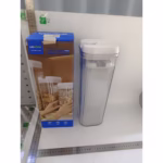 Cutii de Depozitare Alimente, Flippy, Set din 2 Cutii de tip Container, Recipiente pentru Cereale in Bucatarie, 1.2 L-10x30.5 cm, 2.5 L-12.5x12.5x36.5 cm, Transparente cu Capac Alb - imagine 2