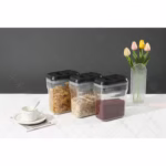 Recipient din Plastic, Flippy, pentru Alimente/Obiecte, Inchidere Ermetica Rotire 90 grade, 2l, 20.5 x 10.5 x 27 cm, Transparent - imagine 2