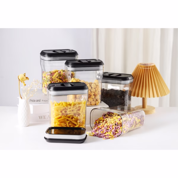 Recipient din Plastic, Flippy, pentru Alimente/Obiecte, Inchidere Ermetica Rotire 90 grade, 2l, 20.5 x 10.5 x 27 cm, Transparent - imagine 5