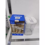 Cutie de Depozitare Alimente, Flippy, Cutie pentru Bucatarie, Cutie pentru Condimente, din PET ABS Silicon, 12.5 x 12.5 x 21.5 cm, 534 g, 2L, Transparent alb - imagine 2