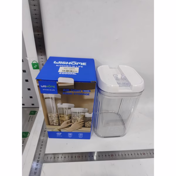 Cutie de Depozitare Alimente, Flippy, Cutie pentru Bucatarie, Cutie pentru Condimente, din PET ABS Silicon, 12.5 x 12.5 x 21.5 cm, 534 g, 2L, Transparent alb - imagine 2