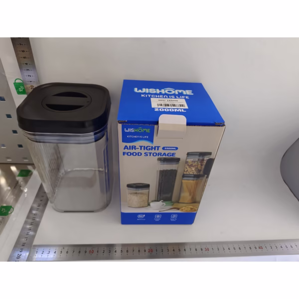 Cutie de Depozitare Alimente, Flippy, tip Container, 2L, Recipiente pentru Cereale in Bucatarie,  Transparente cu Capac Negru - imagine 2