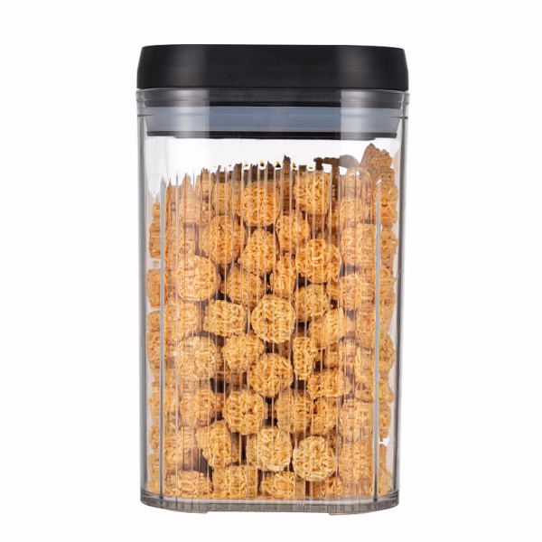 Cutie de Depozitare Alimente, Flippy, tip Container, 2L, Recipiente pentru Cereale in Bucatarie,  Transparente cu Capac Negru - imagine 1