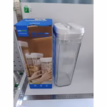 Cutie de Depozitare Alimente, Flippy, Cutie de Tip Container, 3.7L, 12.5x12.5x36.5 cm, Recipiente pentru Cereale in Bucatarie, Transparente cu Capac Alb - imagine 2