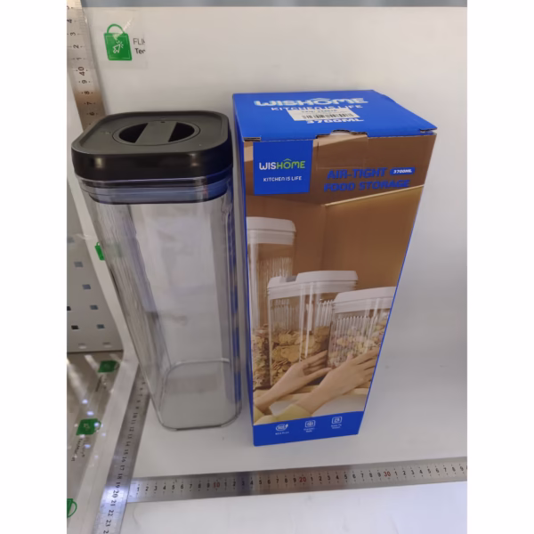 Cutie de Depozitare Alimente, Flippy, tip Container, 3.7L, Recipiente pentru Cereale in Bucatarie,  Transparente cu Capac Negru - imagine 2