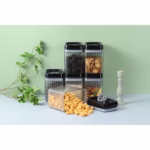 Set 3 Recipiente din Plastic, Flippy, pentru Alimente/Obiecte, Inchidere Ermetica, Textura Ondulata, 2 x 1.5l, 1 x 3.3 l, Transparent - imagine 2