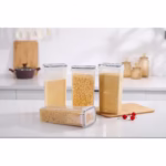 Set 4 Recipiente din Plastic, Flippy, pentru Alimente/Obiecte, Inchidere Ermetica, 4 x 2.8l, Transparent - imagine 3
