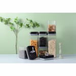 Set 5 Recipiente din Plastic, Flippy, pentru Alimente/Obiecte, Inchidere Ermetica, Textura Ondulata, 4 x 1.5l, 1 x 3.3 l, Transparent - imagine 14