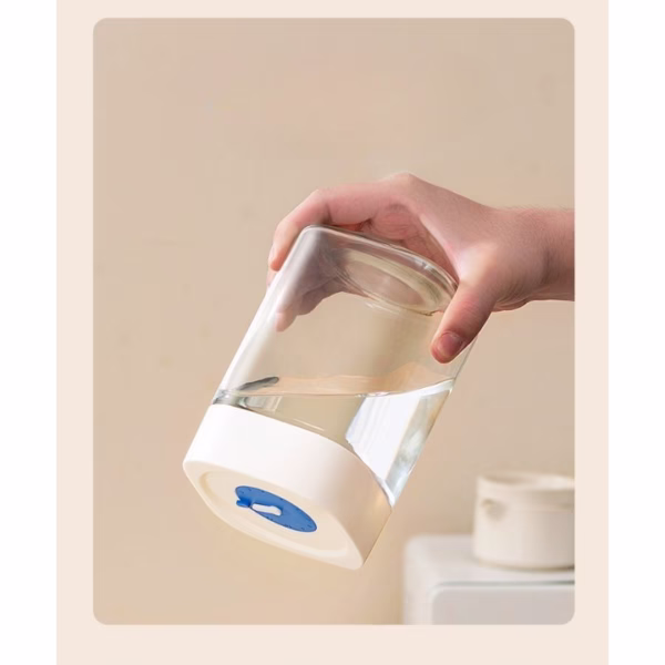 Borcan din Sticla de Inalta Calitate, Flippy, Capac Ermetic, Uz Casnic, Depozitarea Condimentelor sau a Alimentelor Umede si Uscate, 500 mL, 10x10x9 cm, Alb - imagine 5
