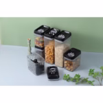 Set 6 Recipiente din Plastic, Flippy, pentru Alimente/Obiecte, Inchidere Ermetica, Textura Ondulata, 6 x 1.5l, Transparent - imagine 8