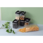 Set 6 Recipiente din Plastic, Flippy, pentru Alimente/Obiecte, Inchidere Ermetica, Textura Ondulata, 4 x 1.5l, 2 x 3.3l, Transparent - imagine 5