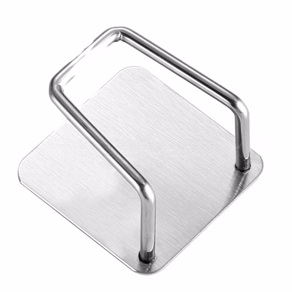 Organizator bucatarie Flippy cu adeziv, carlig-suport pentru burete, accesorii bucatarie, 5x5x3,5 cm, otel inoxidabil, gri - imagine 7