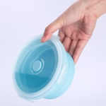 Set 2 caserole rotunde pliabile Flippy, din silicon, rezistenta la temperaturi ridicate, usor de depozitat si curatat, 500 si 800 ml, utilizare in cuptorul cu microunde, albastra - imagine 8