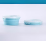 Set 2 caserole rotunde pliabile Flippy, din silicon, rezistenta la temperaturi ridicate, usor de depozitat si curatat, 500 si 800 ml, utilizare in cuptorul cu microunde, albastra - imagine 9