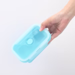 Set 3 caserole pliabile Flippy, din silicon, rezistenta la temperaturi ridicate, usor de depozitat si curatat, 350/500/800 ml, utilizare in cuptorul cu microunde, albastra - imagine 9