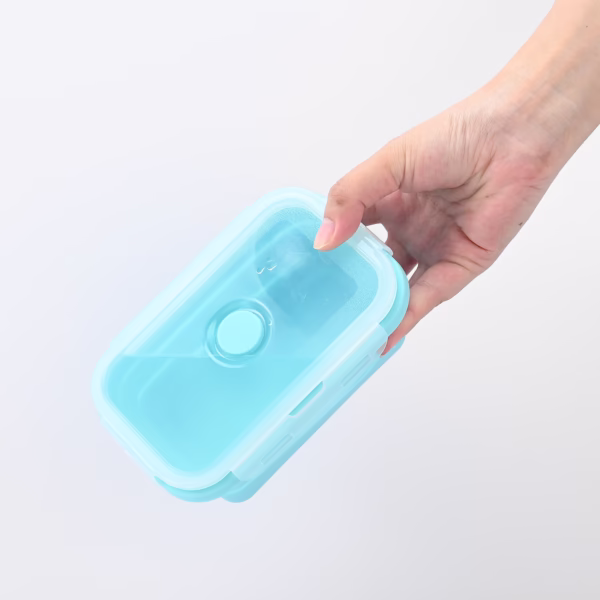 Set 3 caserole pliabile Flippy, din silicon, rezistenta la temperaturi ridicate, usor de depozitat si curatat, 350/500/800 ml, utilizare in cuptorul cu microunde, albastra - imagine 9