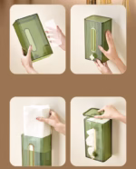 Cutie suport servetele eleganta Flippy, cu montare pe perete sau dulap, material plastic dur, 21.3 x 8.7 x 12 cm, verde - imagine 14