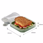 Caserola pentru sandwich Flippy, din silicon si polipropilena, portabil, usor de curatat, capac anti-scurgere, reutilizabil, 15.5 x 15.5 x 2.5 cm, verde - imagine 13