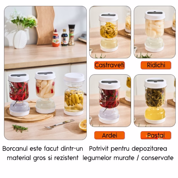 Borcan pentru Muraturi, Flippy, cu Separator pentru Lichide, Ermetic, Termorezistent, Tip Clepsidra, 800 ml, ABS, Alb, 13x11 cm - imagine 6