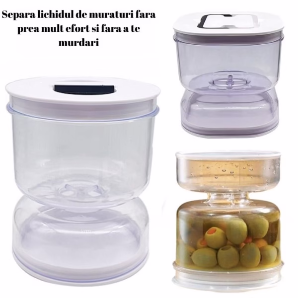 Borcan pentru Muraturi, Flippy, cu Separator pentru Lichide, Ermetic, Termorezistent, Tip Clepsidra, 800 ml, ABS, Alb, 13x11 cm - imagine 8