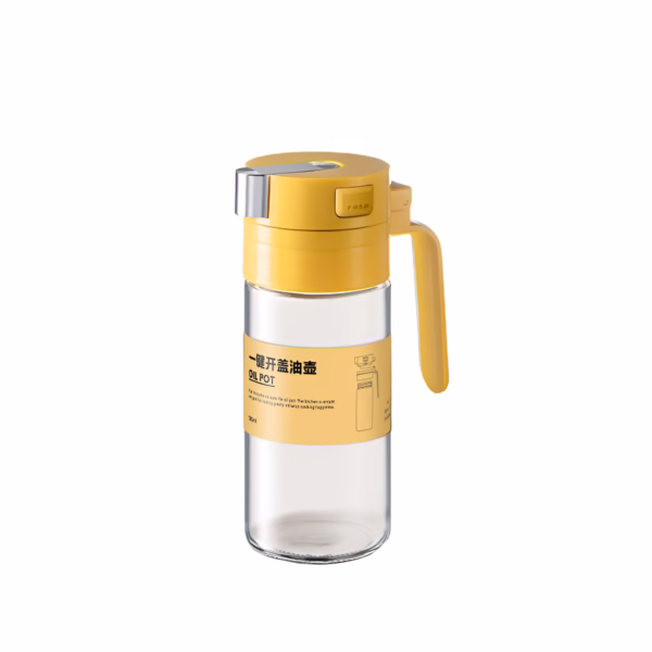 Dispenser pentru Ulei, Flippy, Deschidere si Inchidere Automata a Rezervorul, cu Inductie Gravitationala, 550 ml, 12x7.6x20.5 cm, Galben - imagine 6