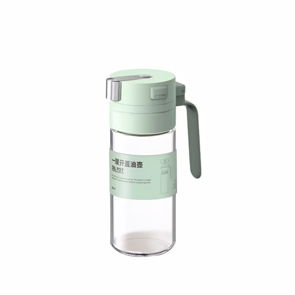 Dispenser pentru Ulei, Flippy, Deschidere si Inchidere Automata a Rezervorul, cu Inductie Gravitationala, 550 ml, 12x7.6x20.5 cm, Verde - imagine 2