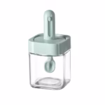 Recipient pentru Depozitarea Condimentelor, Flippy, Borcan din Sticla, Capac si Lingura Incorporate, Uz Casnic, 300 ml, 7.1x7.1x14.8 cm, Verde - imagine 7