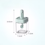 Recipient pentru Depozitarea Condimentelor, Flippy, Borcan din Sticla, Capac si Lingura Incorporate, Uz Casnic, 300 ml, 7.1x7.1x14.8 cm, Verde - imagine 10