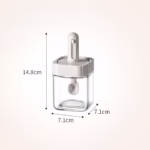 Recipient pentru Depozitarea Condimentelor, Flippy, Borcan din Sticla, Capac si Lingura Incorporate, Uz Casnic, 300 ml, 7.1x7.1x14.8 cm, Gri - imagine 15